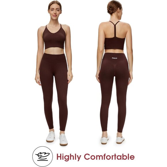 Seamless Scrunch Butt Leggings - Squat Proof Gym Yoga Pants Brown - Picture 2 of 6